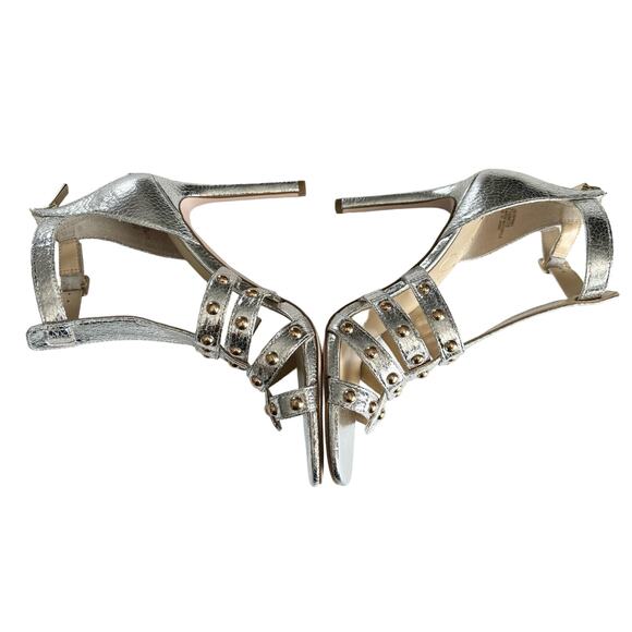 Jessica Simpson Womens Oprina Silver Metallic Studded High Heel Sandals Size 7.5 - Picture 4 of 9